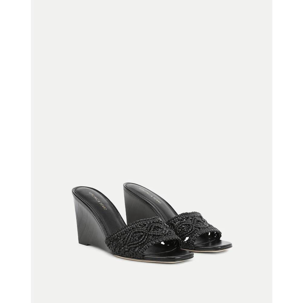 NEW VERONICA BEARD women's ellen macrame wedge sandals in black